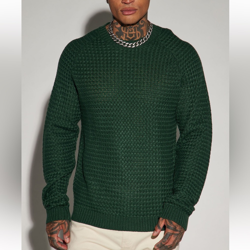 Say Less Cableknit Raglan Sweater( Men’s Medium) FashionNova Men
